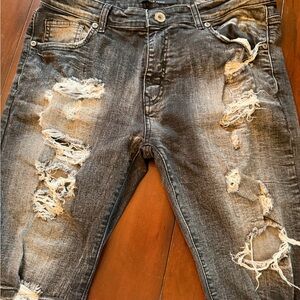 Distressed Black Denim Jeans